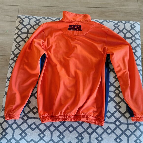 Denver Broncos Half-Zip Pullover Jacket S Orange & Navy NFL Fleece Polyester - Picture 3 of 10